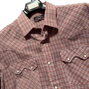 Levis Western Pearl Snap Shirt XL Sawtooth Plaid Mens Long Sleeve Cowboy Big E
